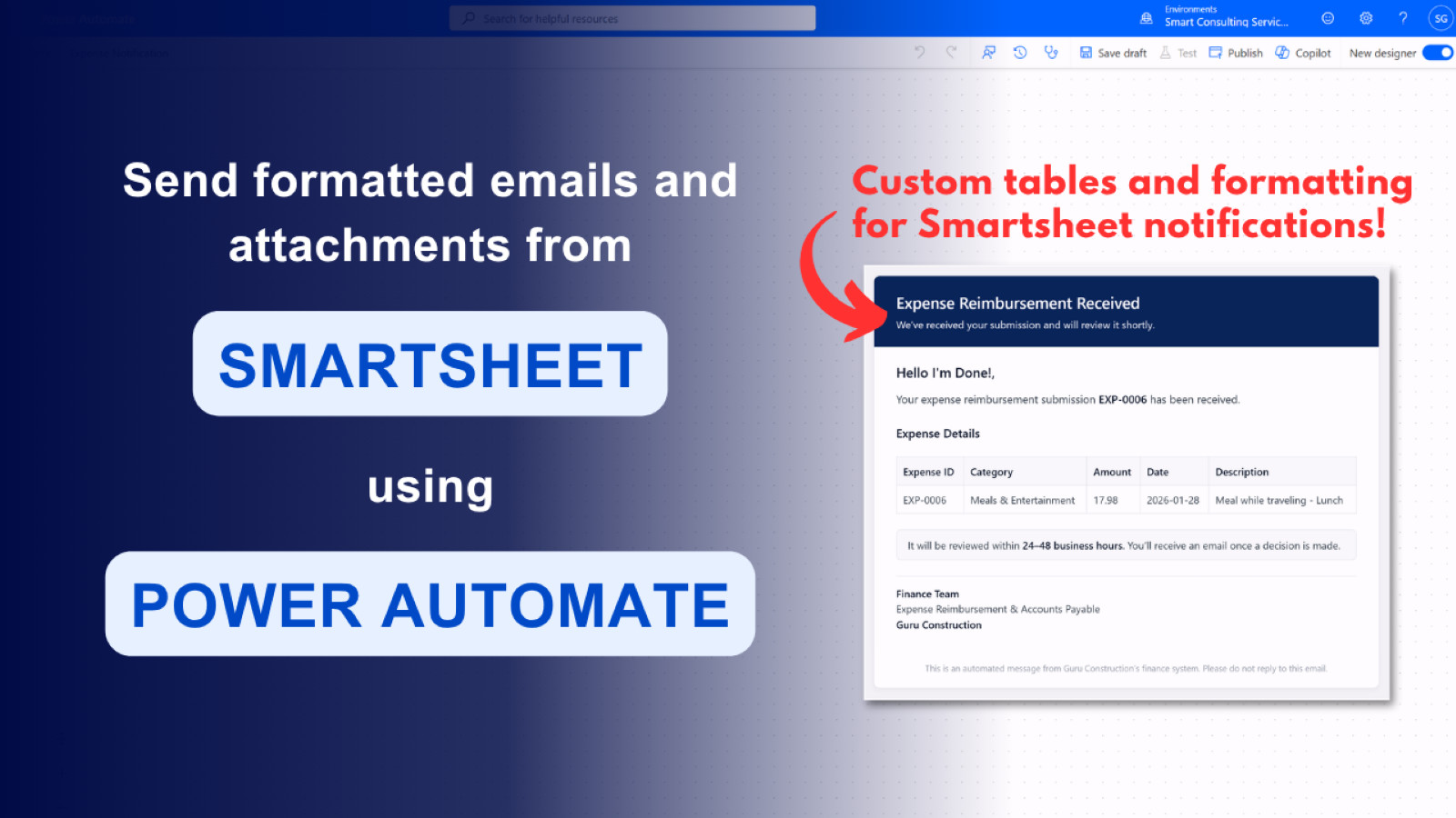 Customize Smartsheet Automation Email Notifications and Send Attachments with Power Automate