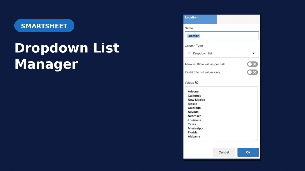 Smartsheet Dropdown List Manager