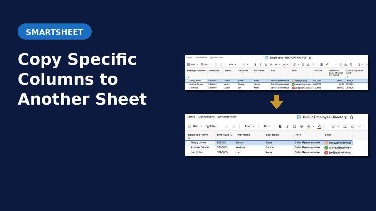 Smartsheet Copy Specific Columns to Another Sheet