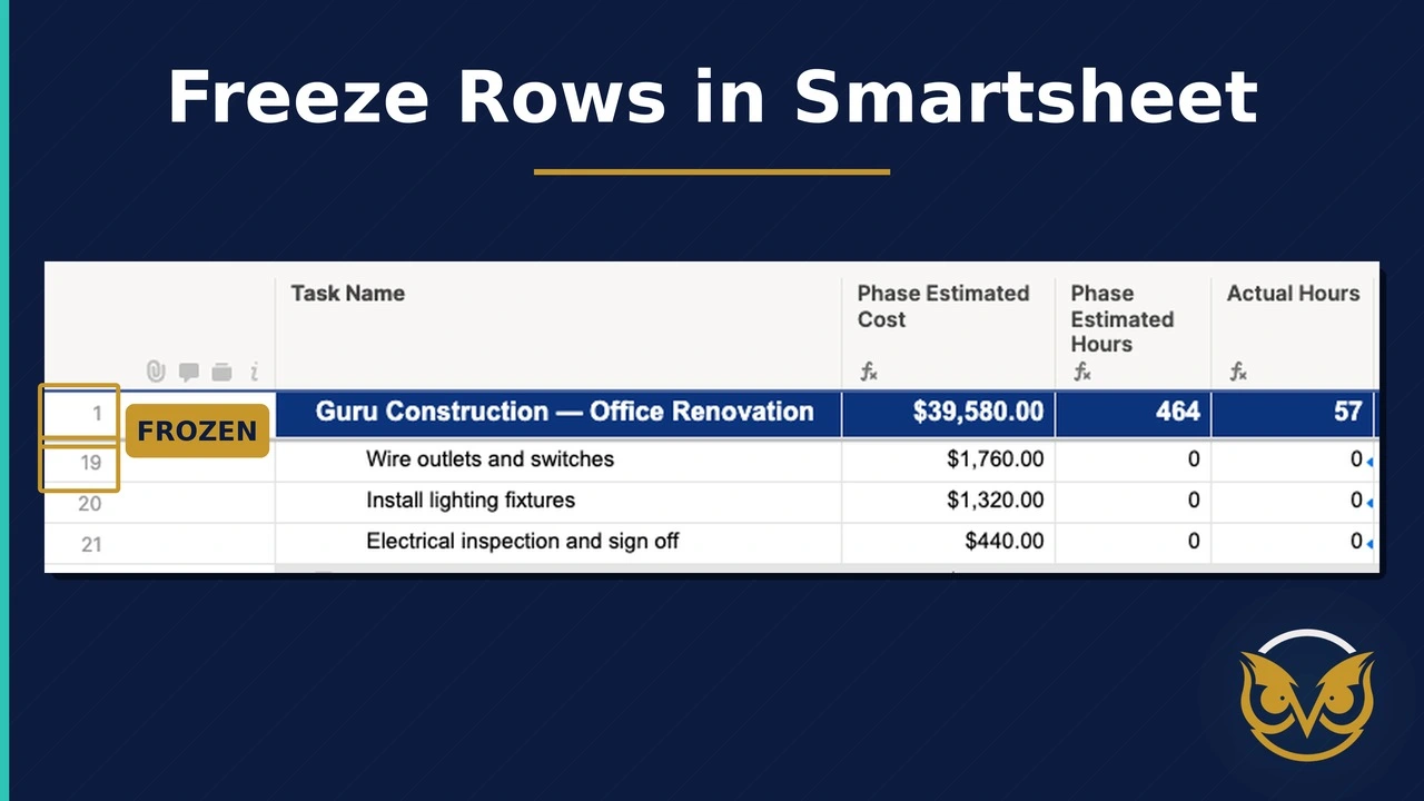Freeze Rows in Smartsheet